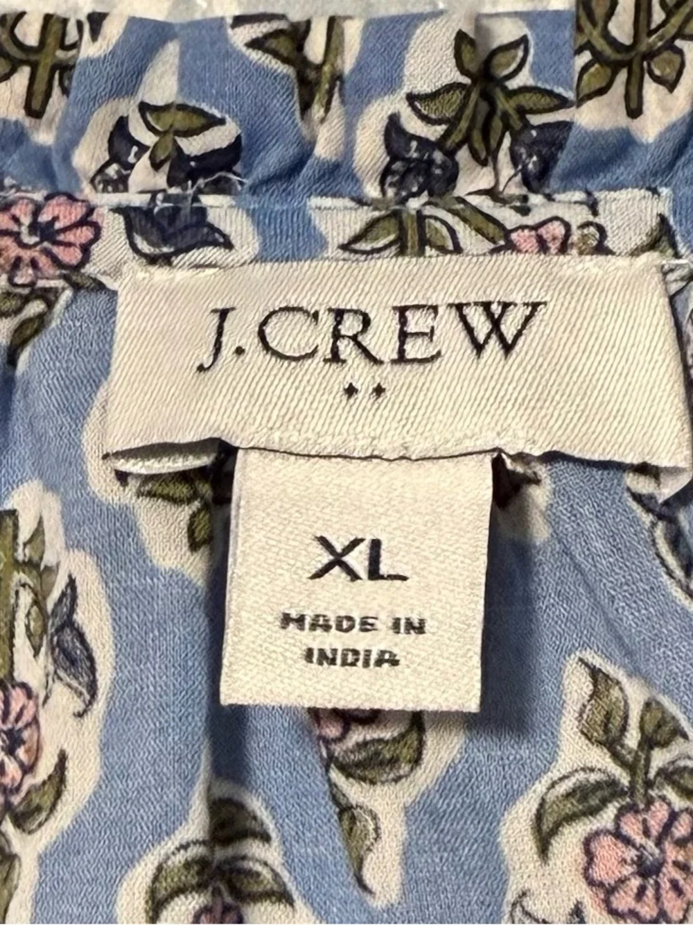 J. Crew Light Blue Floral Long-Sleeve Peasant Blouse